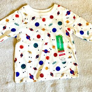 Newborn Boys Garanimals Brand White Long Sleeve Colorful Planet Shirt Size 0-3 M